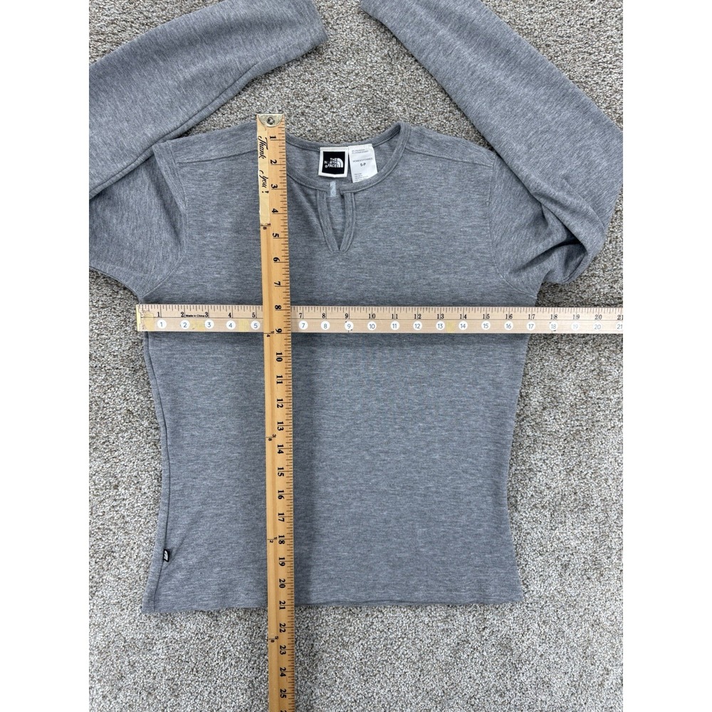 North Face Womens S Gray Long Sleeve Split Neck Fleece Knit Henley USA Made Vtg - Picture 8 of 11